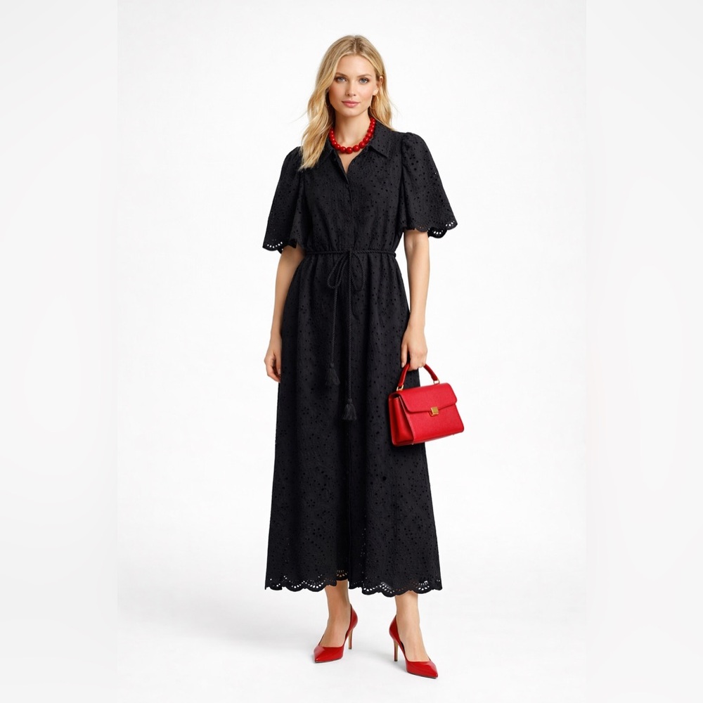 H&M Black Eyelet Maxi Dress